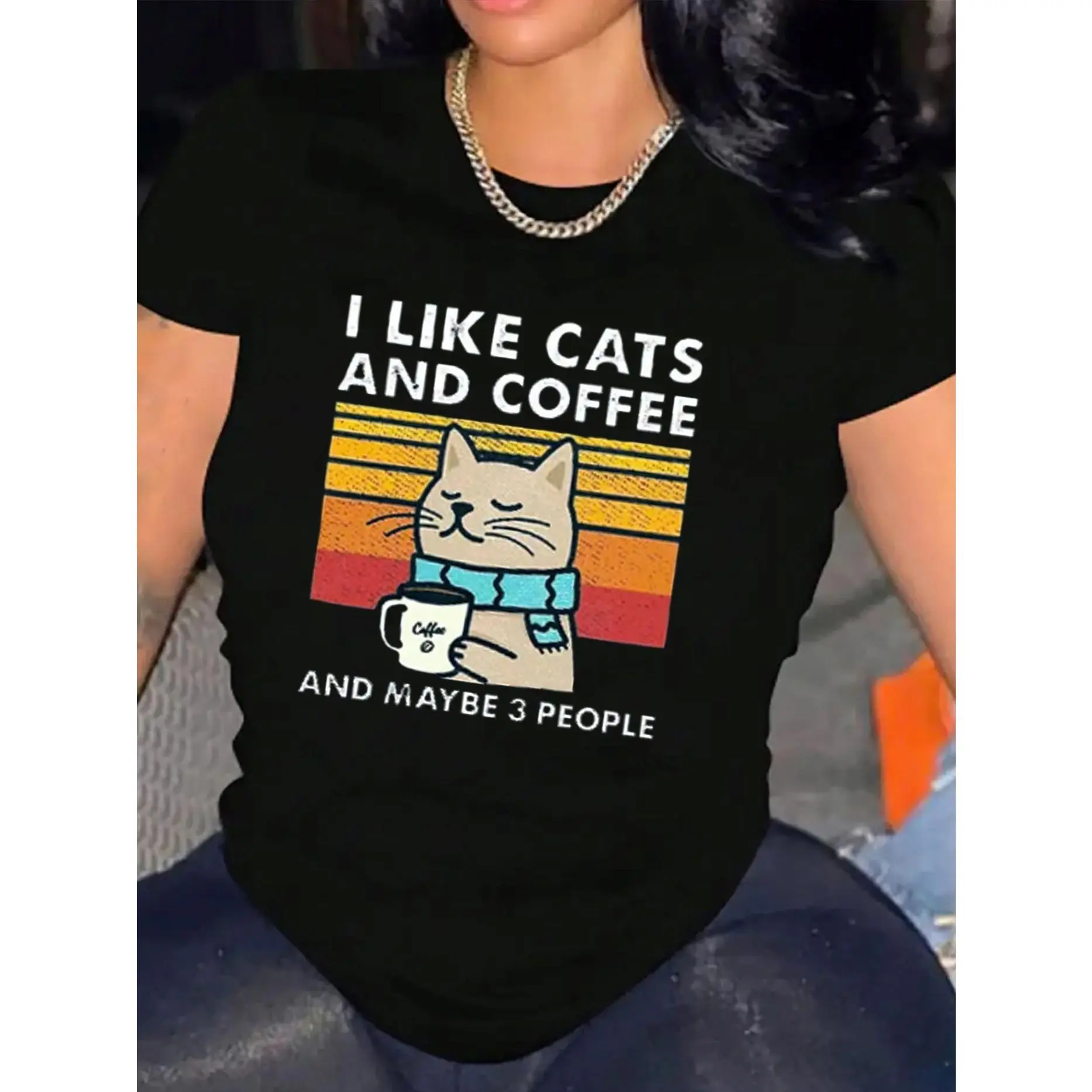 Women's 100% Cotton Casual Alphabet Letters T-Shirt - Short Sleeve Crewneck, Soft Knit Fabric, Regular Normal Type Fit, Machine Washable, Do Not Dry Clean, Chic Top