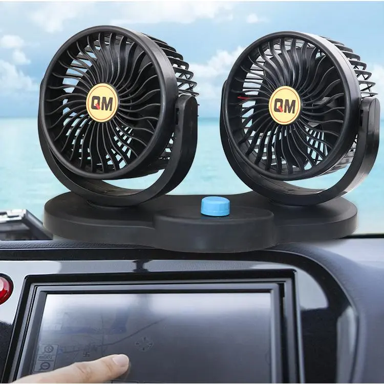 12V-24V Dual Head Plastic Car Truck Fan Unit, Multi-Size Adjustable Strong Airflow, Quiet Cabin Cool Cooling for Van