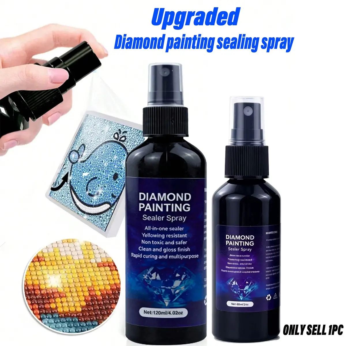 Diamond Painting Sealer Spray, Fast-Drying 30 Minutes, Glossy Finish, No Brush Needed, 60ML/120ML/240ML, Easy to Use, Diamond Art Tool