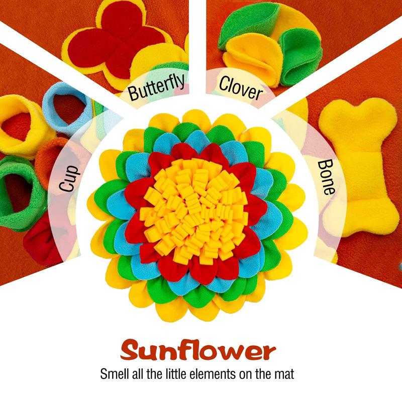 New Snuffle Mat: Colorful Flower & Bone Design - A Pet Scent Training Blanket for Physical and Mental Stimulation