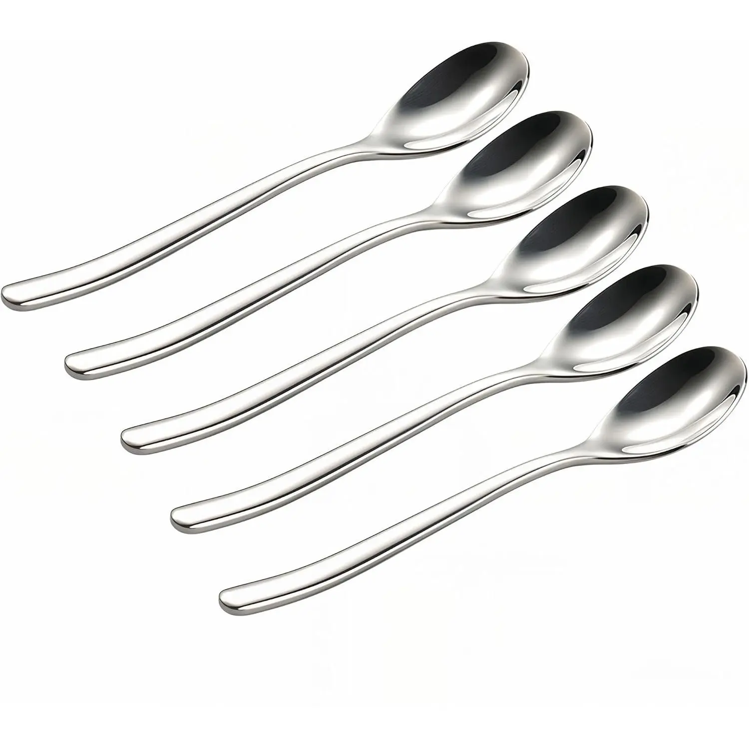 Small Dessert Spoons, Yogurt,Coffee,Espresso,Ice Cream Spoons,6.2" SUS 304 Stainless Steel spoons,5 pcs Set.