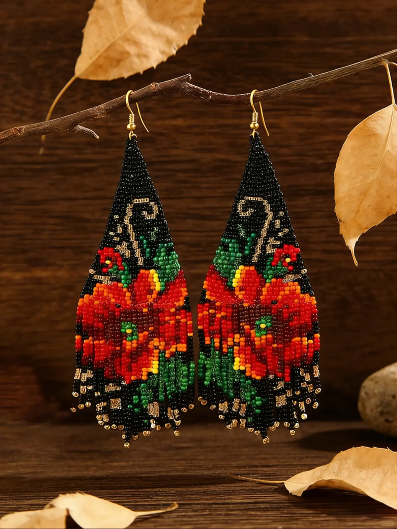 Boho Floral Beaded Fringe Earrings, Perfect for Daily Wear, Festival Gifts, Mother's Day, Graduation, Teacher's Day, Flower Earrings, Bohemian Earrings
