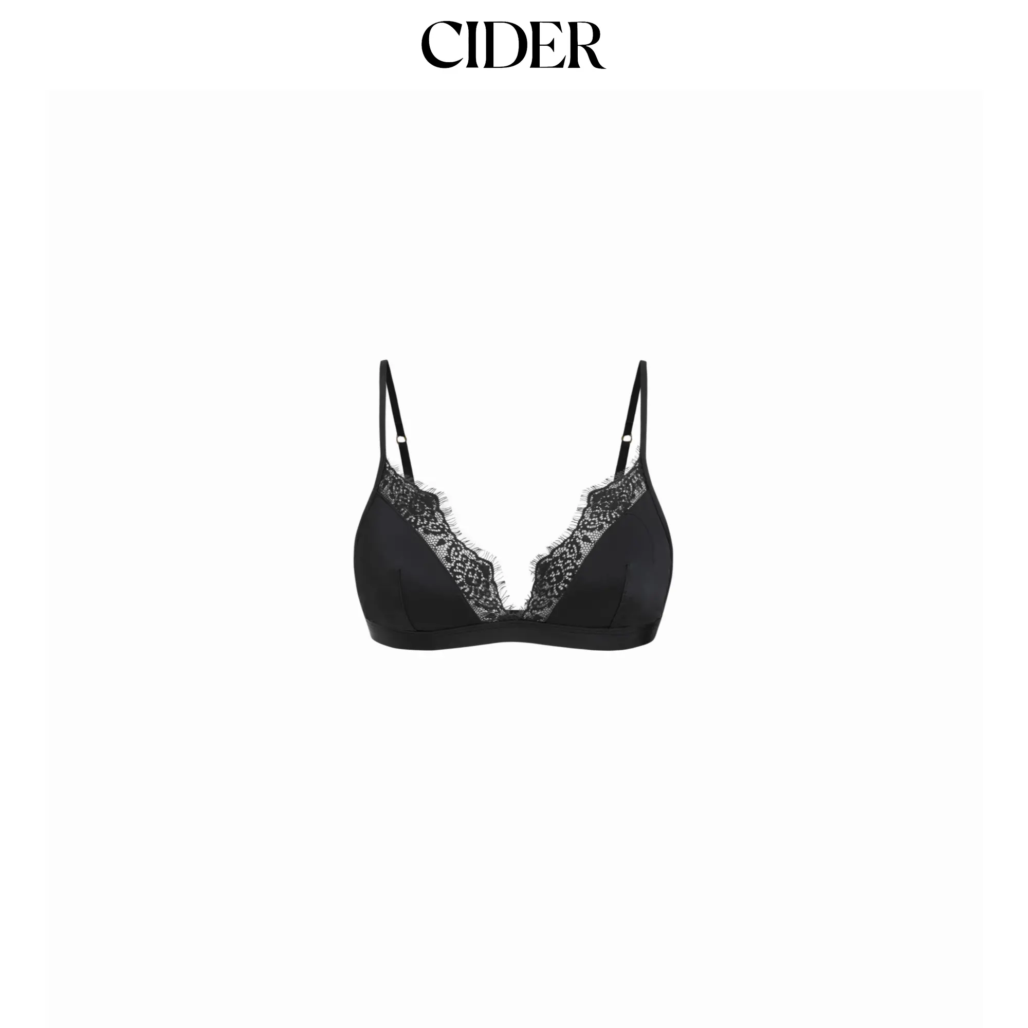 Cider Satin Lace Trim Triangle Bralette