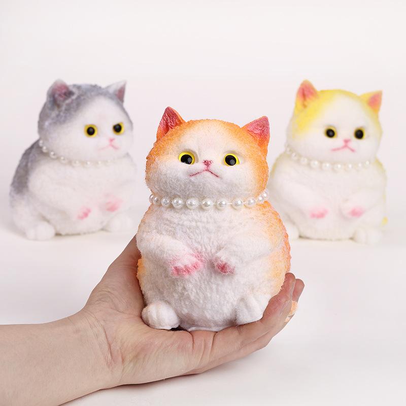 Super cute chubby cat figurine, high-quality handmade realistic figurine, stress-relieving toy. Relief Glutinous Rice Cake