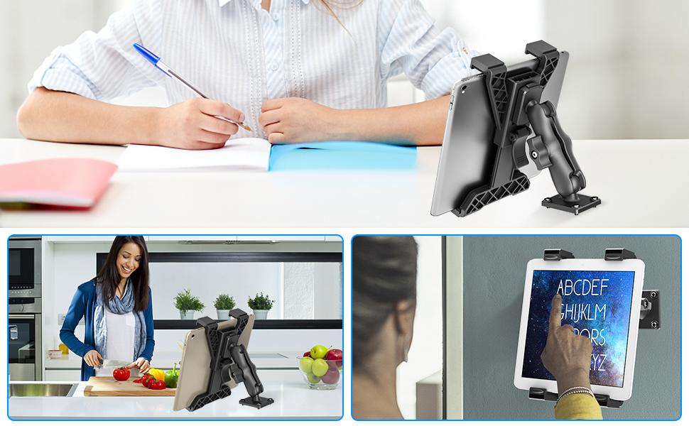 OHLPRO Heavy-Duty Drill Mount Tablet Holder Car Mount, iPad Holder for Trucks Compatible with 7-13inch inch Tablets, Adjustable Angle, Sturdy Design, Ideal for Cars, Walls, Commercial Vehicles - Screws Included