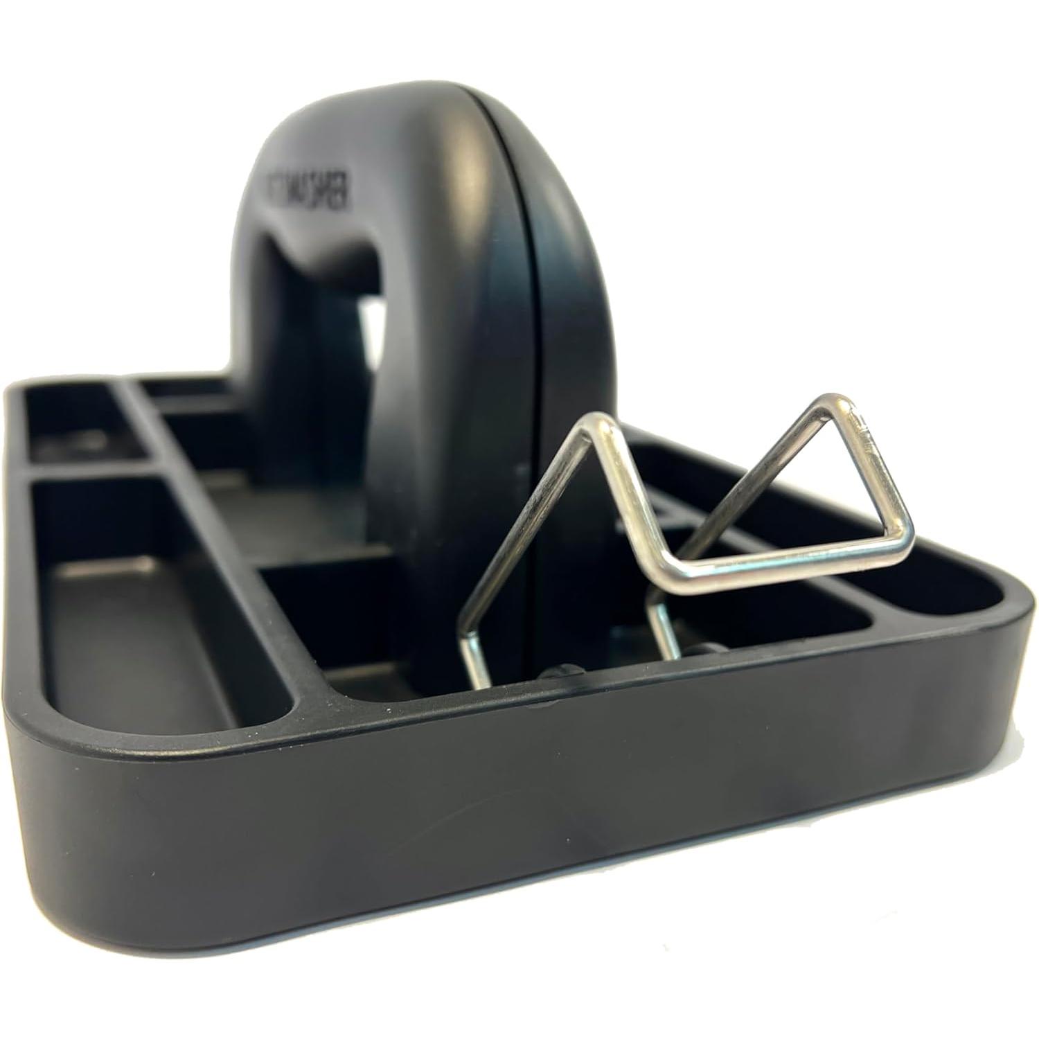 Manual Trash Compactor Tool - Hand-Held Garbage Press with Built-in Hook - for Kitchen  Bin - Space Saving Design - No  Required - Freestanding - Black