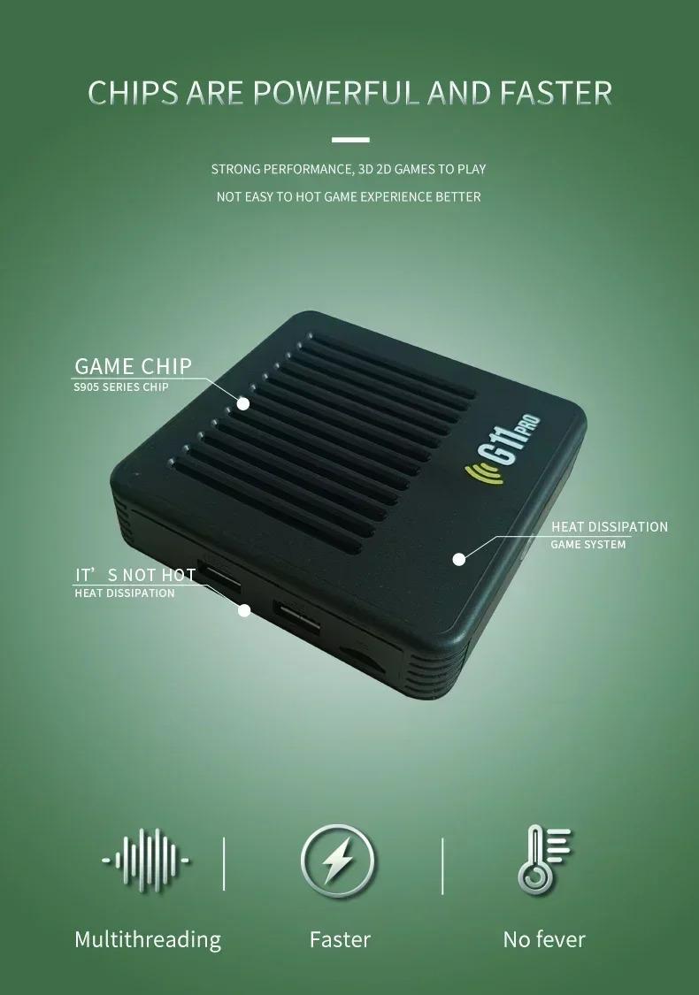 Video Game Console G11 Pro Built in 60000 Games 4K HD 2.4G 256GB Wireless Controller Emuelec 4.3 S905X2 Dual System Family Gamebox Retro Gaming Console Stick with portable Emulators Gamer Gifts for Him