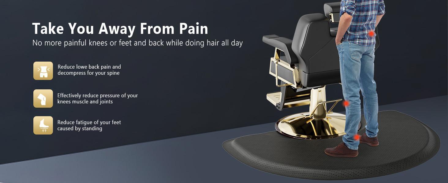 OmySalon 3ft x 4ft x 1/2inch Thick Salon Mat for Hair Stylist Anti Fatigue, Barber Floor Mat with Round Base, Hairdress Standing Matt Beauty Spa Barbershop Hairdressing Equipment