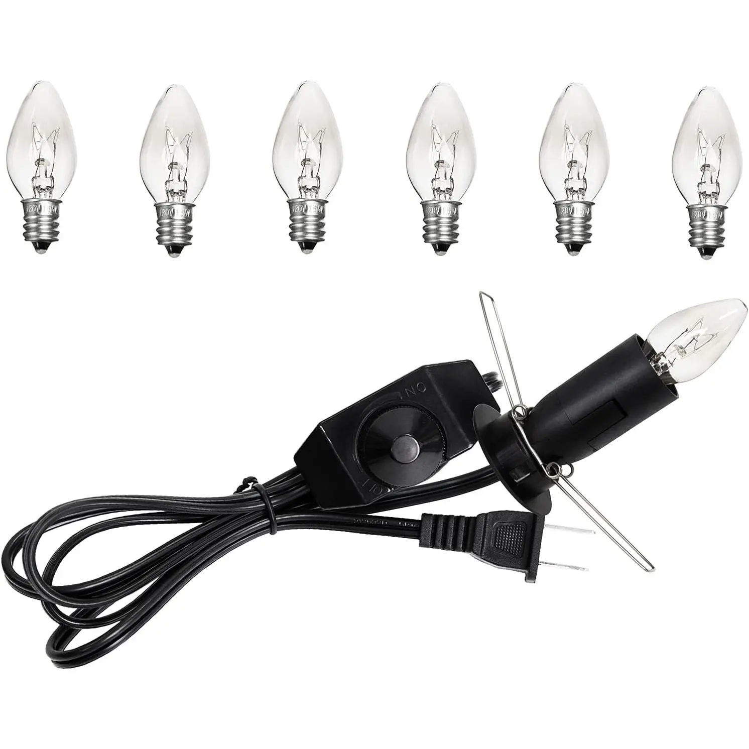 1 Pack Salt Lamp Cord  with Dimmer  5  Lamp Cord and 6-Pack Halogen Salt Lamp Bulbs(15 Watts)
