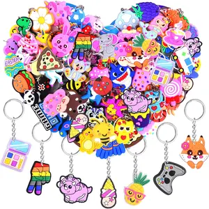 50Pcs Random Different Keychains Cute Keyring Bulk for Party Favors Classroom Prizes Students Incentives