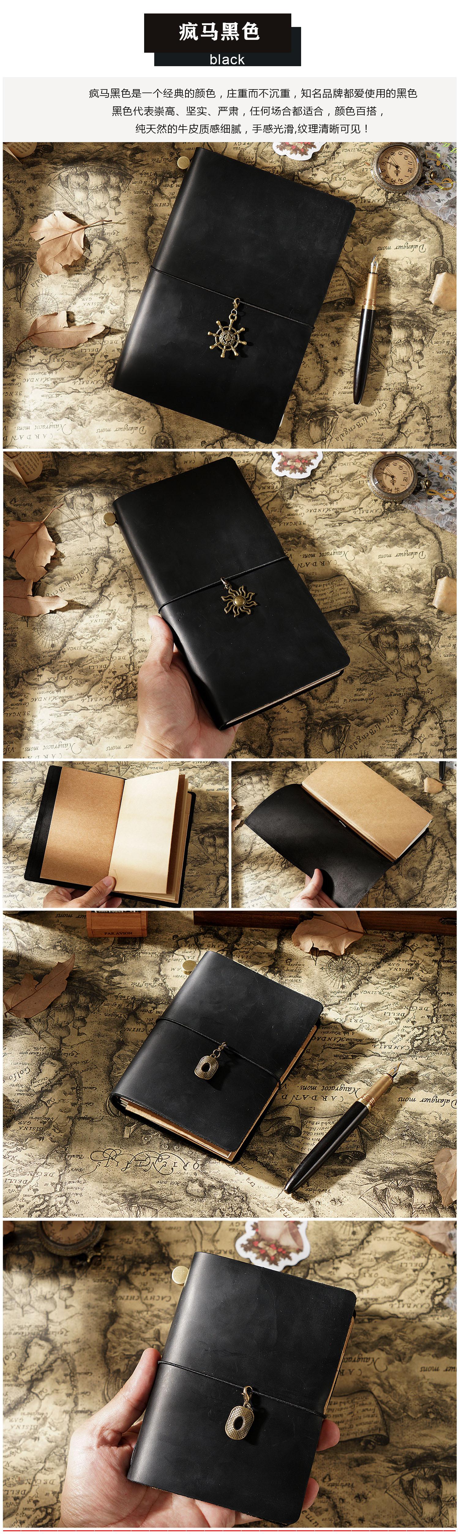 AIGUONIU Leather Notebook Handmade Vintage Cowhide Diary Passport Size TN Travel Notebook Cover Journal Sketchbook Planner