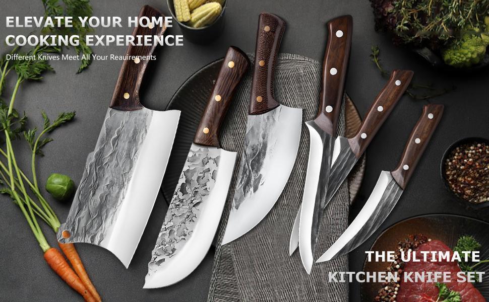 Chef Knife Set, Handmade High Carbon Stainless Steel Knife Set, Japanese Style Chef Knife Set, Professional Kitchen Knife Set, Butcher Boning Meat Cleaver, Best Gift for Mother's Day Chef Knife Set, Handmade High Carbon Stainless Steel Knife Set, Japanese Style Chef Knife Set, Professional Kitchen Knife Set, Butcher Boning Meat Cleaver, Best Gift for Mother's Day