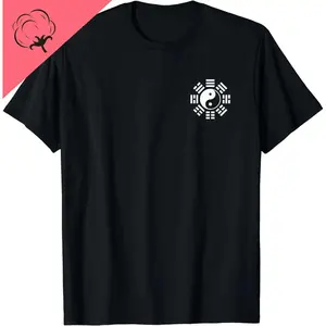 BAGUA YIN YANG SYMBOL I CHING TAOISM TAI CHI FENG SHUI PAKUA T-Shirt Pure Cotton  Men Clothing Tops  Camisas