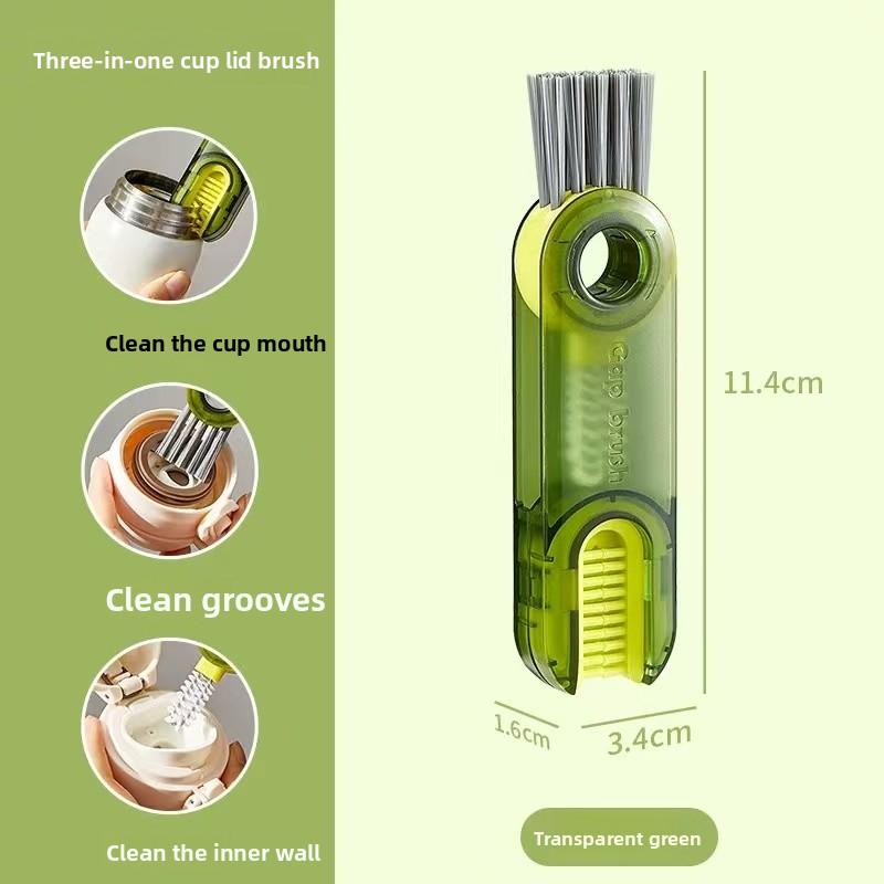 3-in-1 Portable Cleaning Brush Set: Lid Brush, Bottle Brush, Rim Brush & Vacuum Flask/Water Cup Cleaner