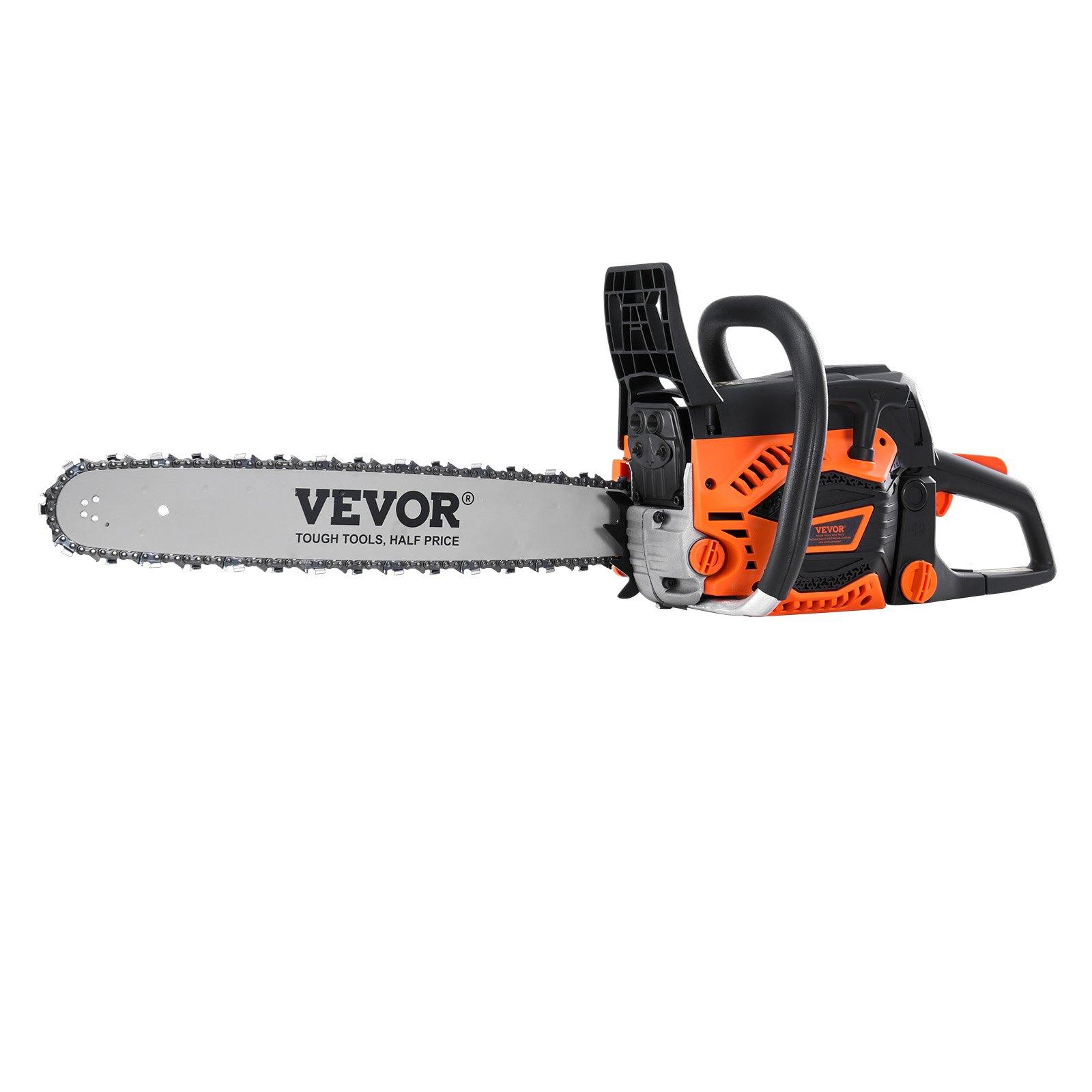 VEVOR Gas Chainsaw, 58CC 20" 3.22HP, Gasoline Powered Chain Saw, Handheld Cordless Petrol Chainsaws for Tree Wood Branch Cutting, Tree Trimming, Land Clearing, Farm Garden Ranch Forest Cutting Use