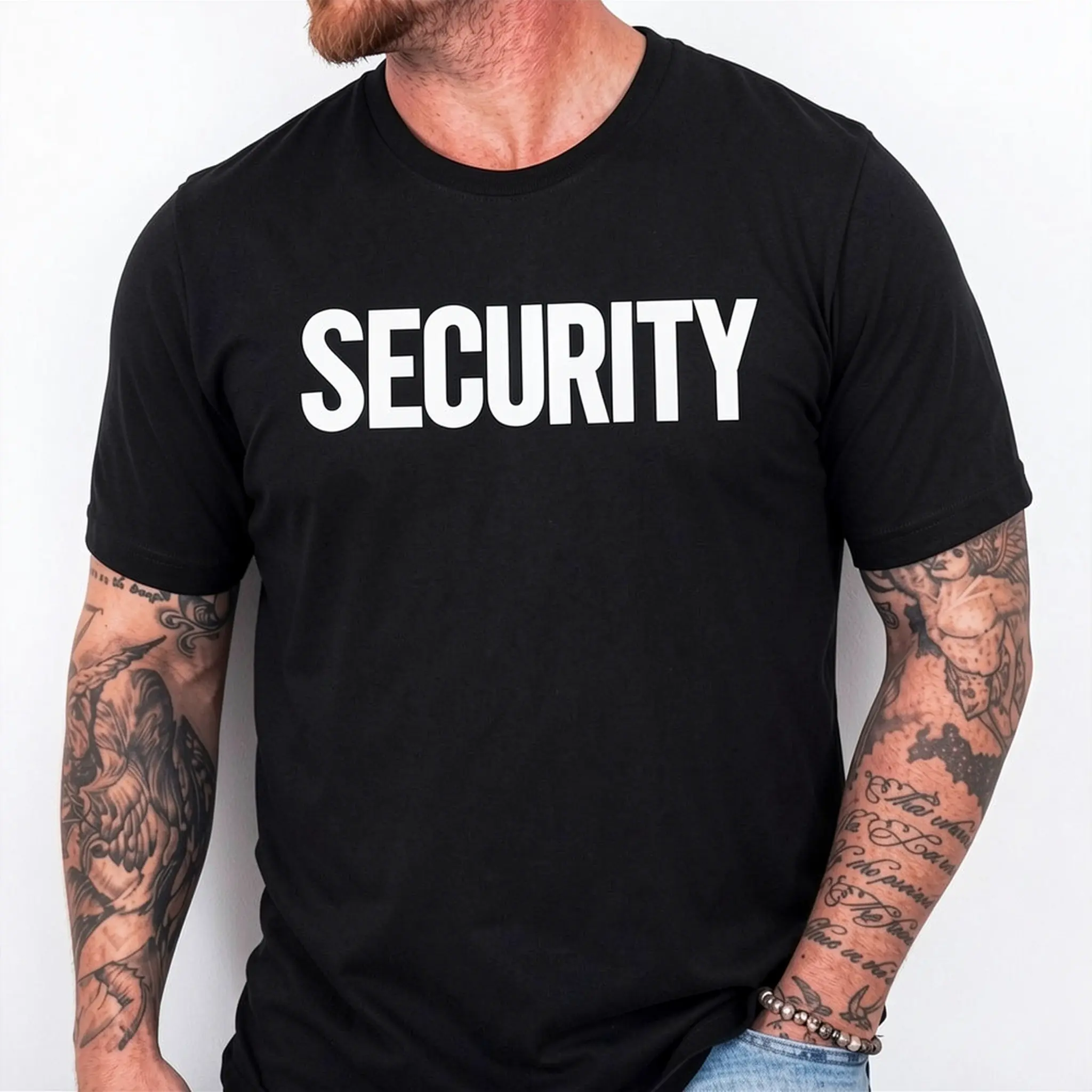 Men's "SECURITY" Graphic T-Shirt - 100% Cotton, Crew Neck, Short Sleeve | Versatile & Comfortable for Events, Safety Guards, Casual Wear | Machine Washable, All-Season Security Tee, Versatile Tshirt|Casual Style Shirt|Cotton Fabric