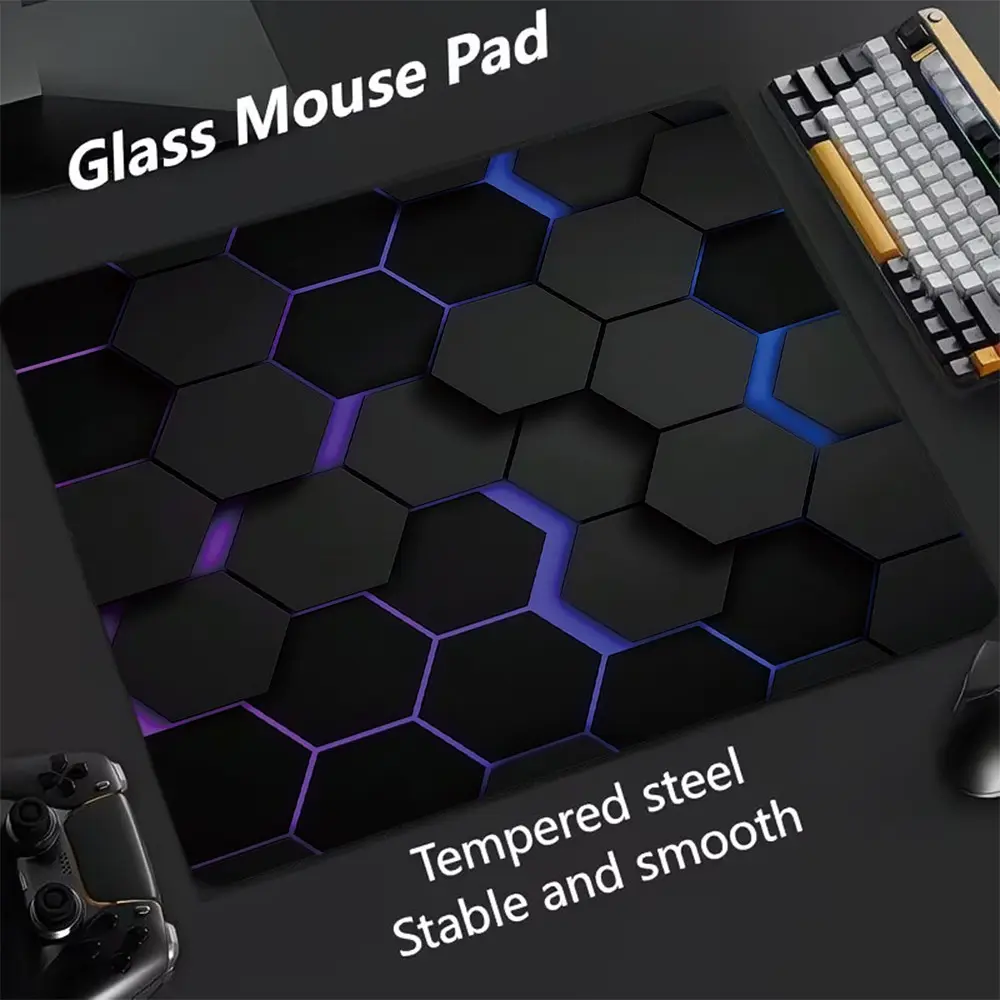Hive Design Tempered Glass Mousepad, Ultra-Smooth Tempered Glass, Large Size Gaming Mouse Pad, Ideal for Esports and Office Use