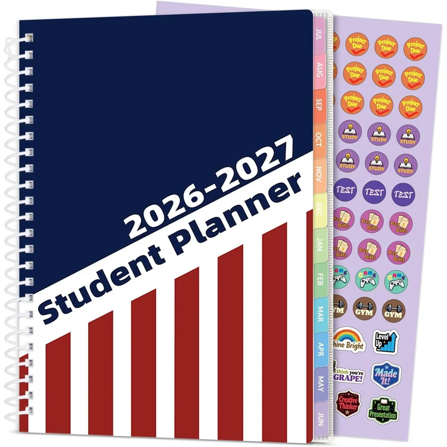 Student Planner 2026-2027,  Middle or High School Datebooks Student Planner for Academic Year Jul. 2026 - Jun. 2027, 6.5" x 8.3" Lesson Plan Book with Bookmark, Planning Stickers, Academic Color
