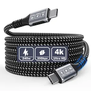 20FT/6M USB-C to USB-C 20Gbps Cable, 4K@60Hz Video, 240W PD Fast Charging, Durable Braided Nylon USB-C Cord for MacBook, Samsung Galaxy, iPad, iPhone 17/16/15
