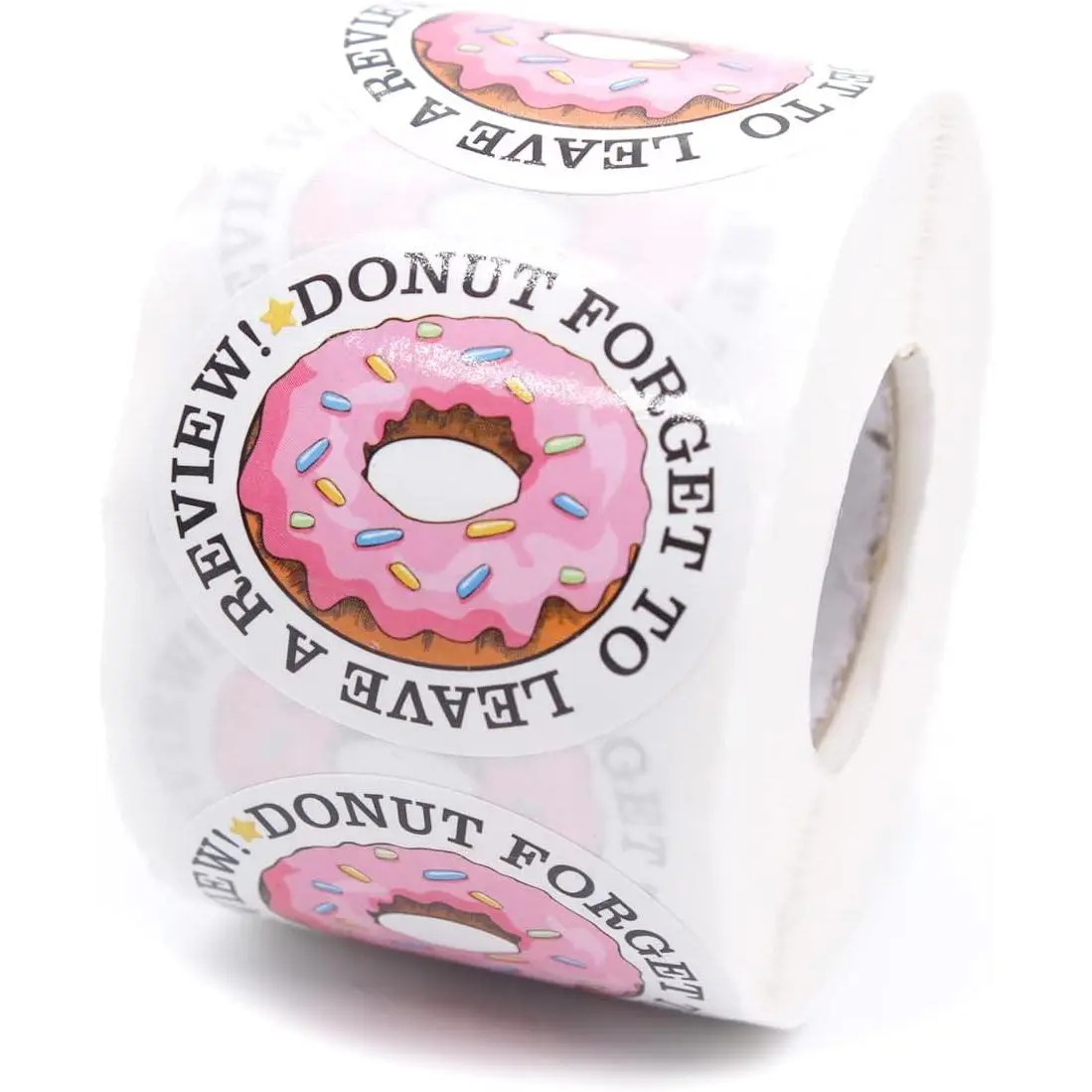 Cute Leave a Review Stickers,Funny Doughnut Forget to Leave A Review Sticker for Small Business Mail Envelopes Shipping Package Packaging 500 count