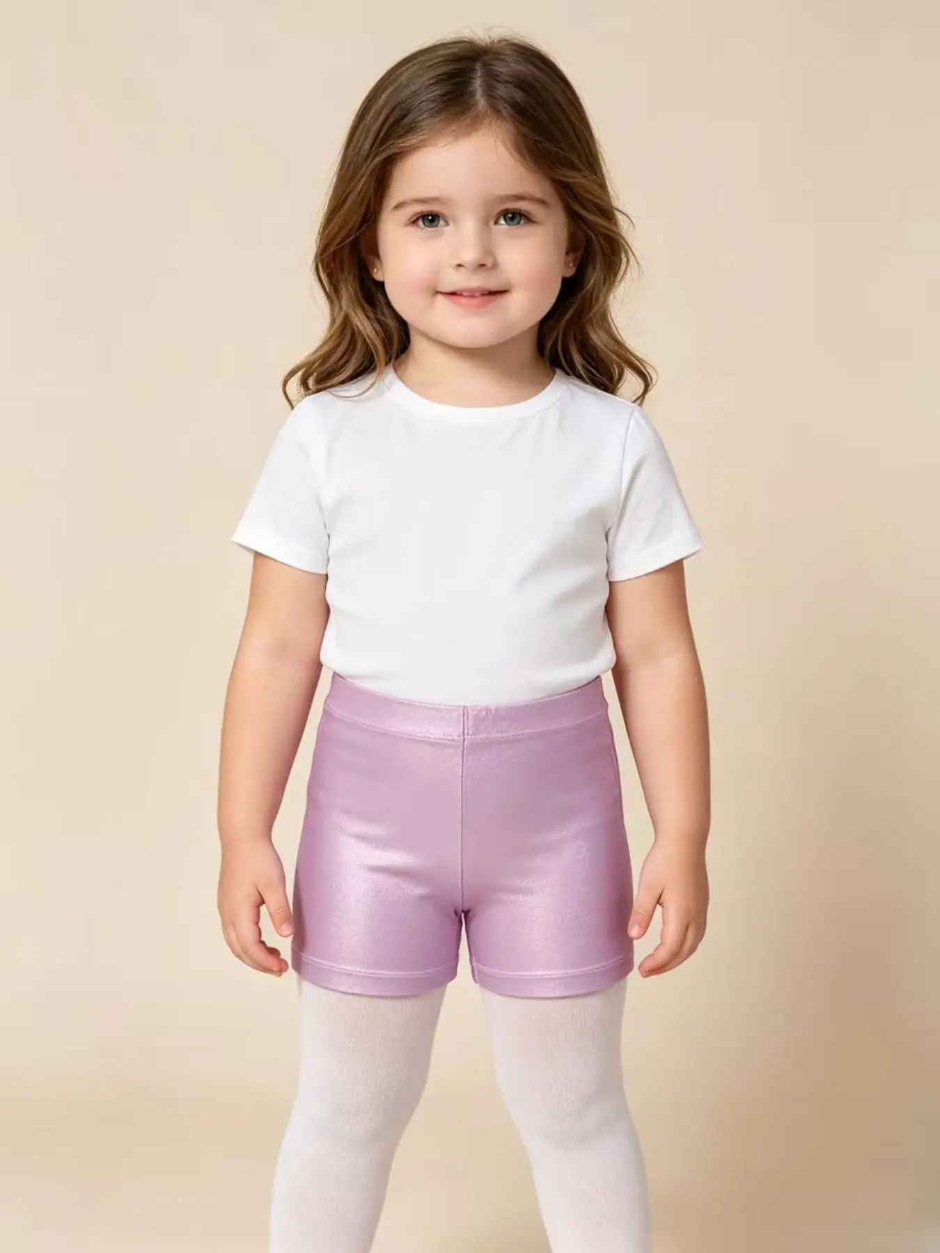 Girls Gymnastics Practice Shorts, Solid Color Dance Wear, Elastic Fit Sports Training Clothing, Wearable Gymnastics, Single Piece