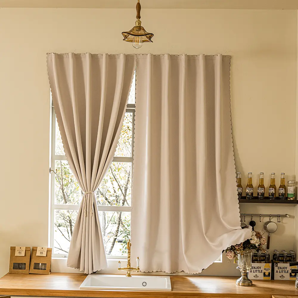 Luxury Textured Fabric Drape Single Panel, Minimalist Window Decor with Tie Back, Elegant Home Rooms Interior Decoration