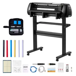 VEVOR Vinyl Cutter Machine for Car Decals & DIY Projects, 28in Max Feed Width, Dual Blades, Adjustable Force & Speed, LED Display, Bundle with Sticker Paper, Adhesive Vinyl, Aluminum Compatibility, Transfer Film, Signmaster Software