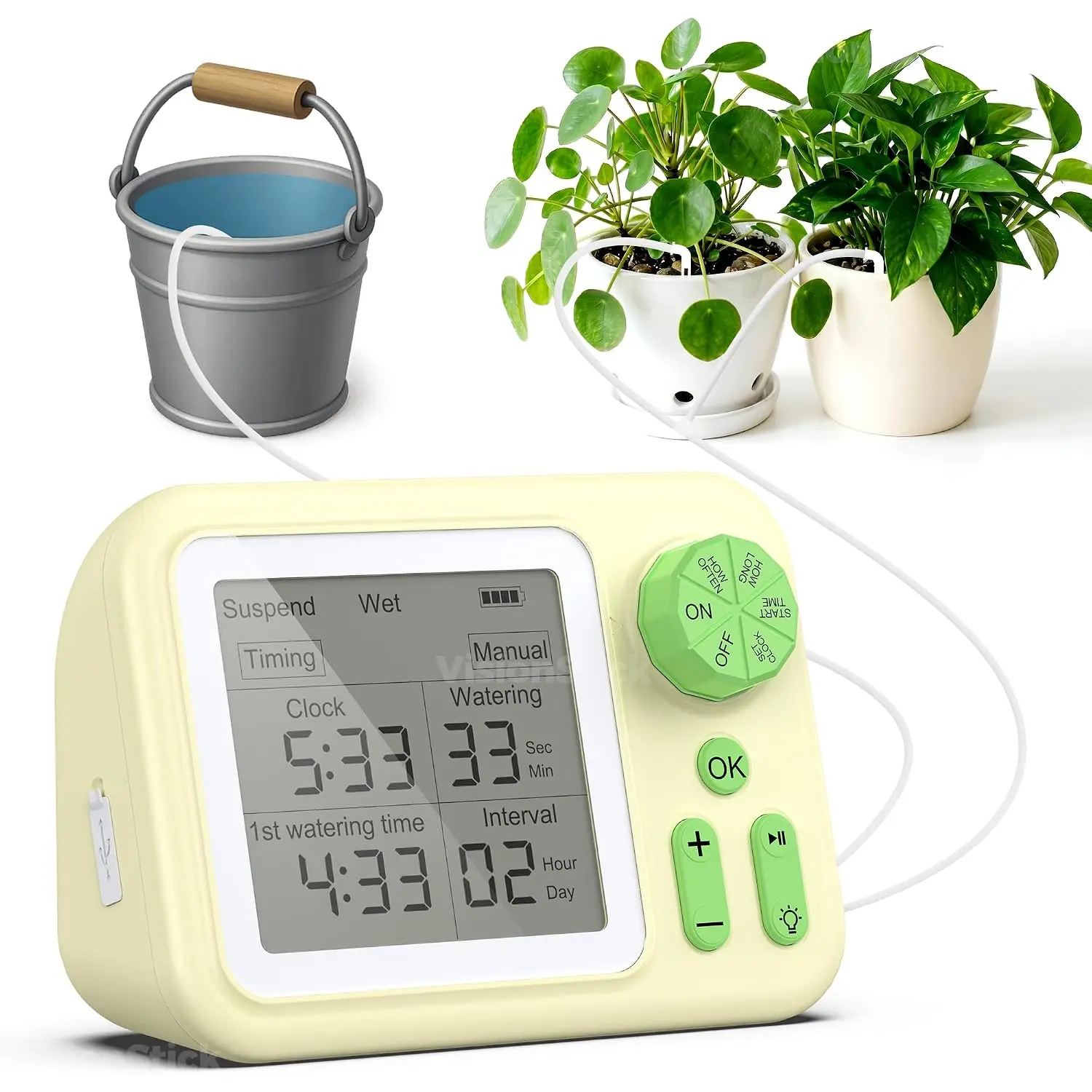 Automatic Indoor Drip Irrigation System with Programmable Timer Auto   Waterer for Up to 15 Potted Houseplants Rechargeable Self Watering Device