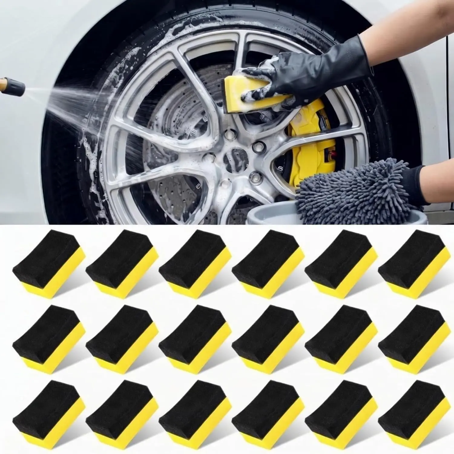 18 count Tire Shine Dressing Applicator Tire Dressing Applicator Pads Color Polishing Sponge Wax Buffing Pads for  Glass Painted Steel Porcelain
