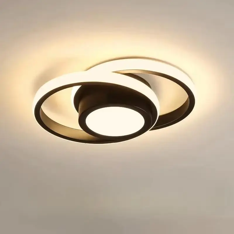 1 Pcs LED Ceiling Light, Minimalist Indoor Ceiling Light, Hardwired, Black/Gold Aluminum Line Design, Warm Light For Bedrooms, Studies, Hallways, and Entryways, Indoor Lighting Fixture, Led Lights Ceiling
