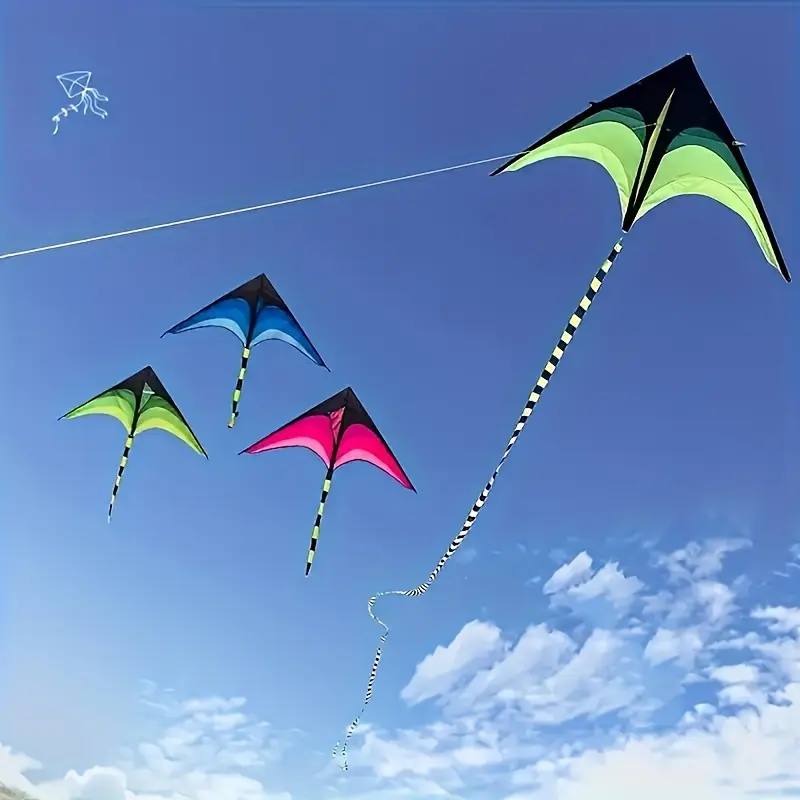 [Colorful Triangle Kite] 1pc Multicolor Triangle Kite with Tail, Colorful Triangle Kite for Beach Park Garden Playing, Suitable for Malaysian Kite Festival