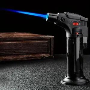 2pcs Windproof Torch Lighters with Safety Lock (Butane Gas Not Included)Refillable Kitchen Butane Gas Lighter, Adjustable Flame Size, Suitable for Candles, Fireplaces, Campfires, Camping, Barbecue