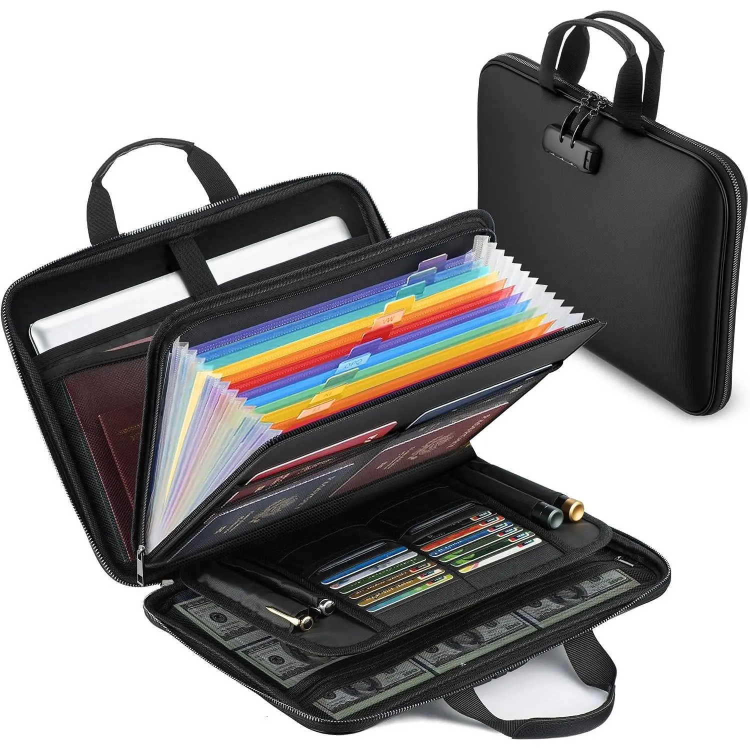 Fireproof Document Box with Lock, Hard-Shell Safe File Organizer for Secure Storage of Important Documents and Valuables