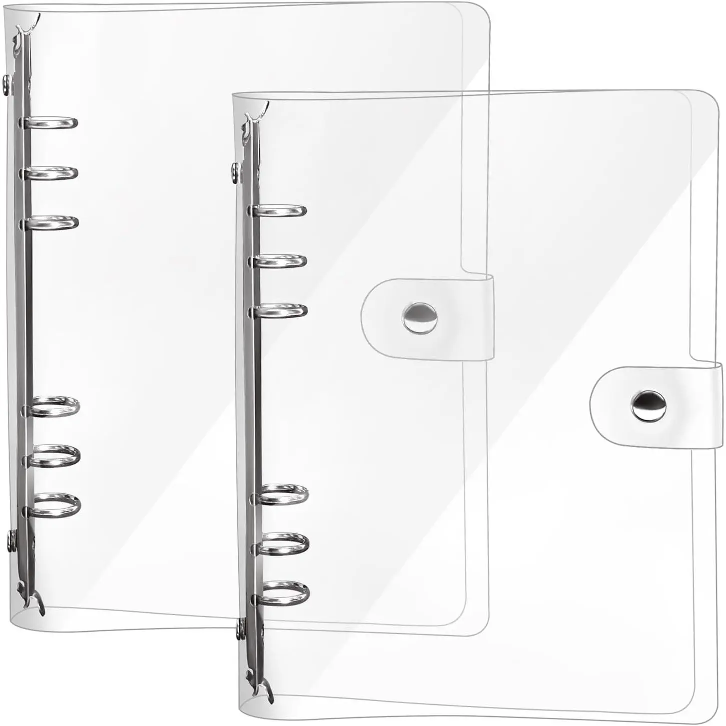 2 Pack A6 Transparent Soft PVC 6-Hole Binder Notebook Covers