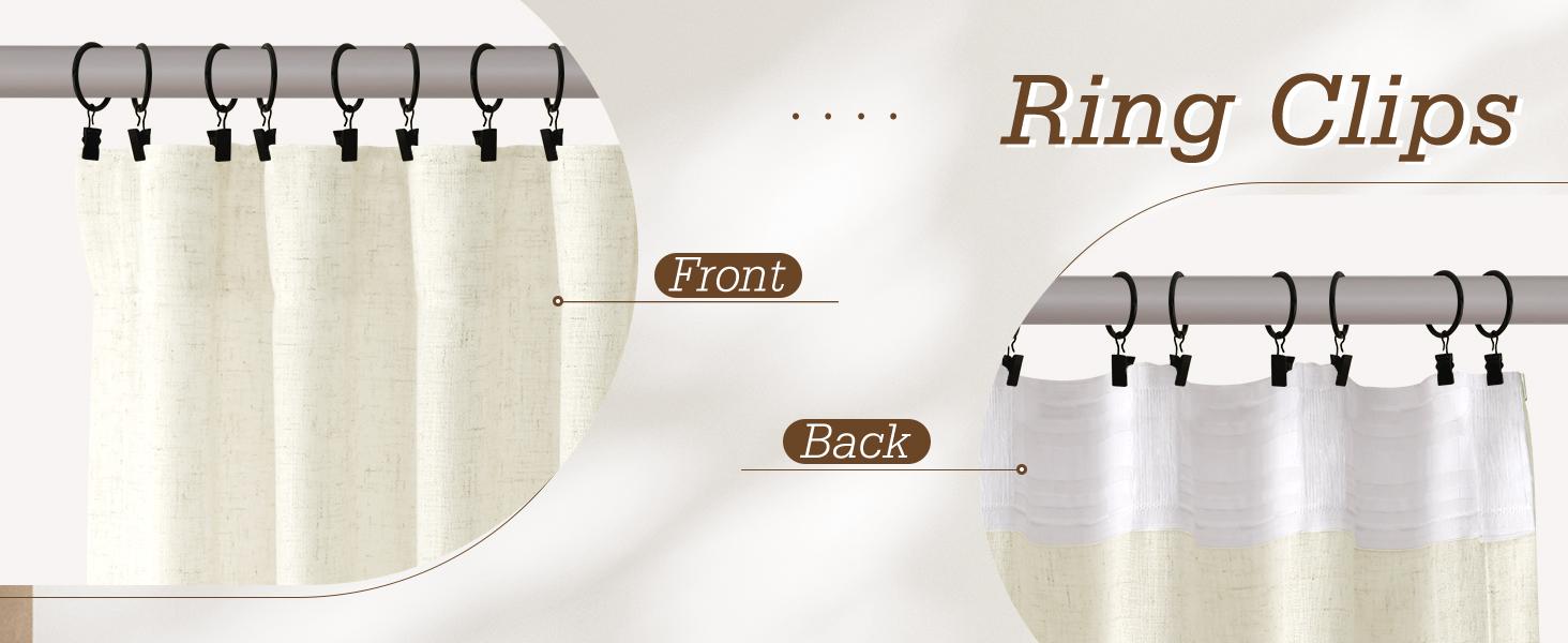 Warm Beige Linen Curtains 84 Inches Long Back Tab for Living Room 2 Panels Modern Farmhouse Set Hook Belt Linen Curtain Sheer Light Filtering Privacy Elegant Window Drapes for Dining Room 52x84