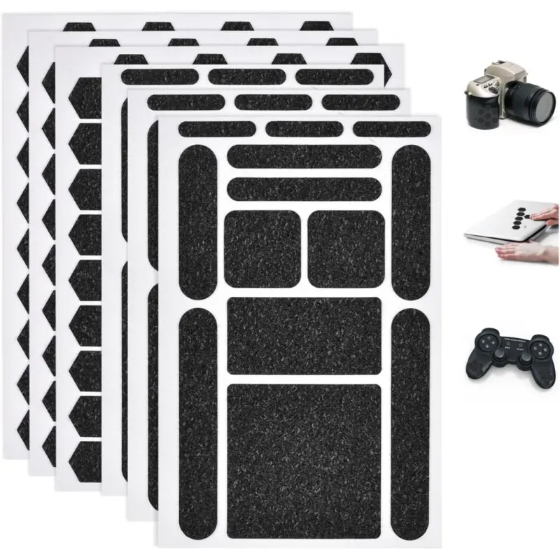 6 Pieces Phone Grip Tape, Finger Grip Stickers Decal Non Slip Kit Adhesive Traction for Cell Phone Cases Mouse Laptop Tablet Tools (6Pieces Black)