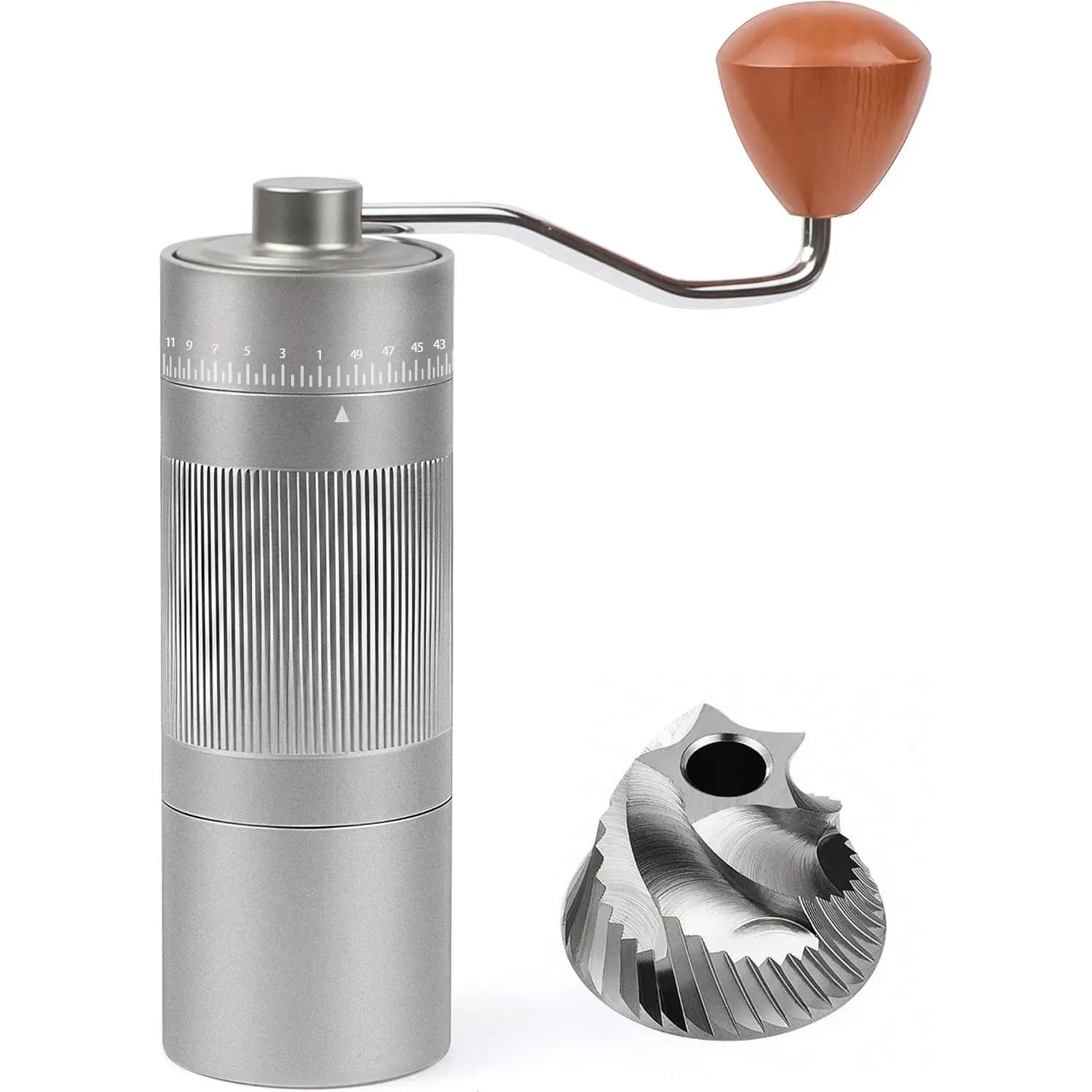 Handheld Stainless Steel Burr Manual Coffee Grinder - 22g Capacity, 55 Adjustable Settings, Quiet Operation, Extra Fine Grind, Compact Form, Portable Size for Espresso Use, Handheld Mill