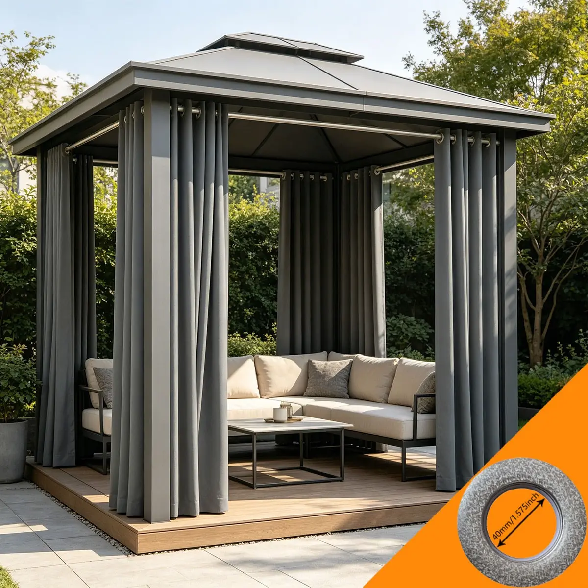 2-Pack Outdoor Patio Curtains, Simple Durable Style, Ready Made Curtains, Durability, Waterproof UV-Resistant Mold-Proof Eyelet Curtains, Ideal for Gazebos and Beach Cabins