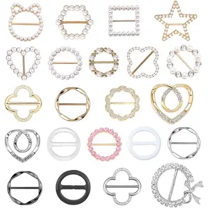 22 Pcs Shirt Ties Clips For Women, T Shirt Tie Or Rings Clips For Women For The Side, Scarf Ring Clip Tightener For Loose Clothes Corner Knotted Button Fashion Metal Round Circle Shirt Clip Buckle