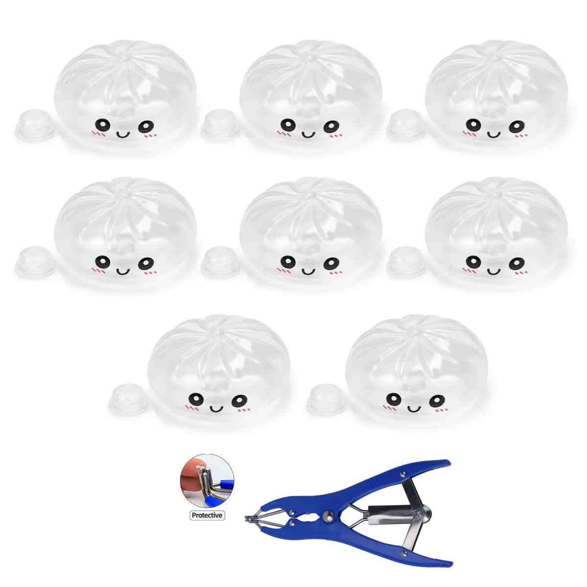 8pcs DIY Handmade Stress Relief Ball Kit, Stress Ball Fidgets, Transparent Ball Skin Set with 50ML Glue and Pliers, No Beads Included
