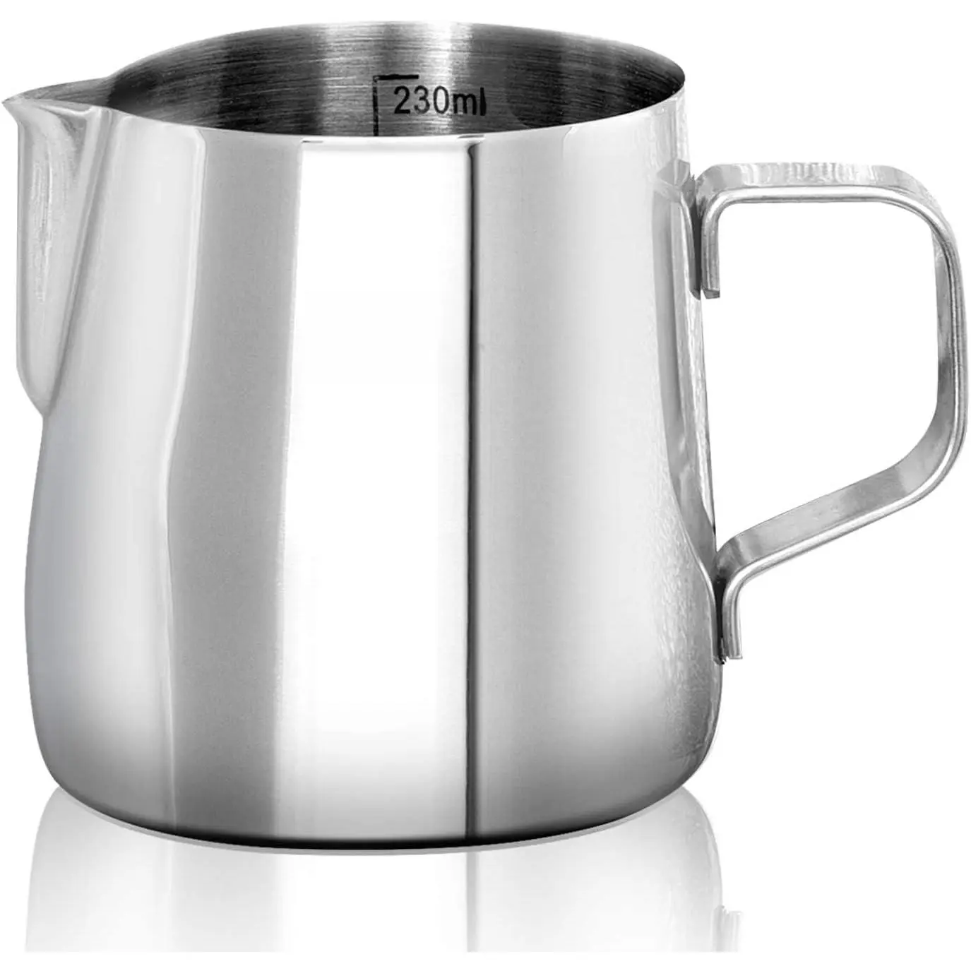 Milk Frothing Pitcher 8.5OZ/250ml - 304 Stainless Steel Milk Frother Cup with Special Dripless Spout and Scale, Espresso Machine Accessories, Milk Steaming Pitcher for Cappuccino, Latte Art