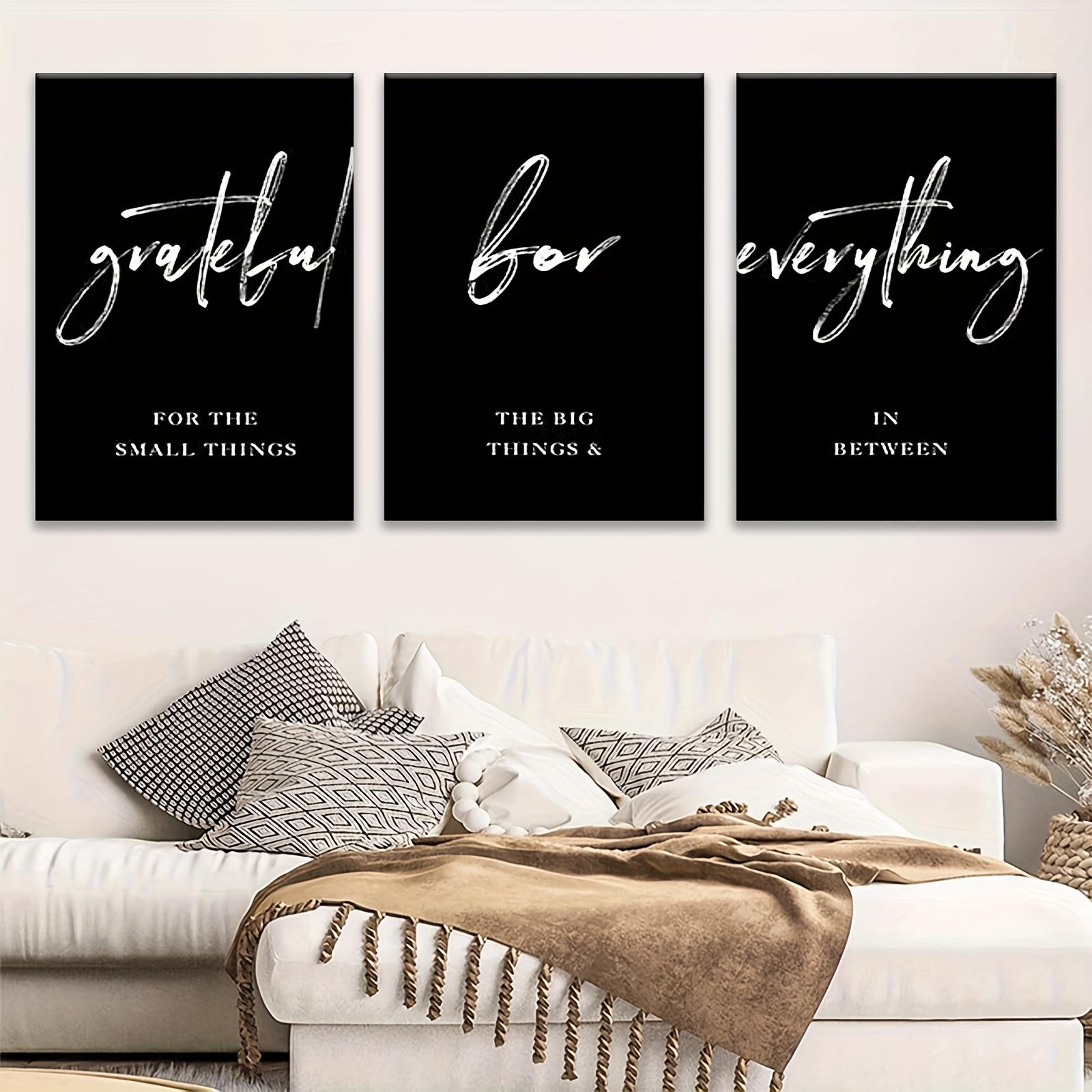 2D flat-Minimalist Canvas Art Set 3pcs Minimalist Inspirational Quote Canvas Art Set Frameless Poster  Painting, Modern Letter Print, Grateful Love Everything Wall Canvass - Suitable for Valentine's Day