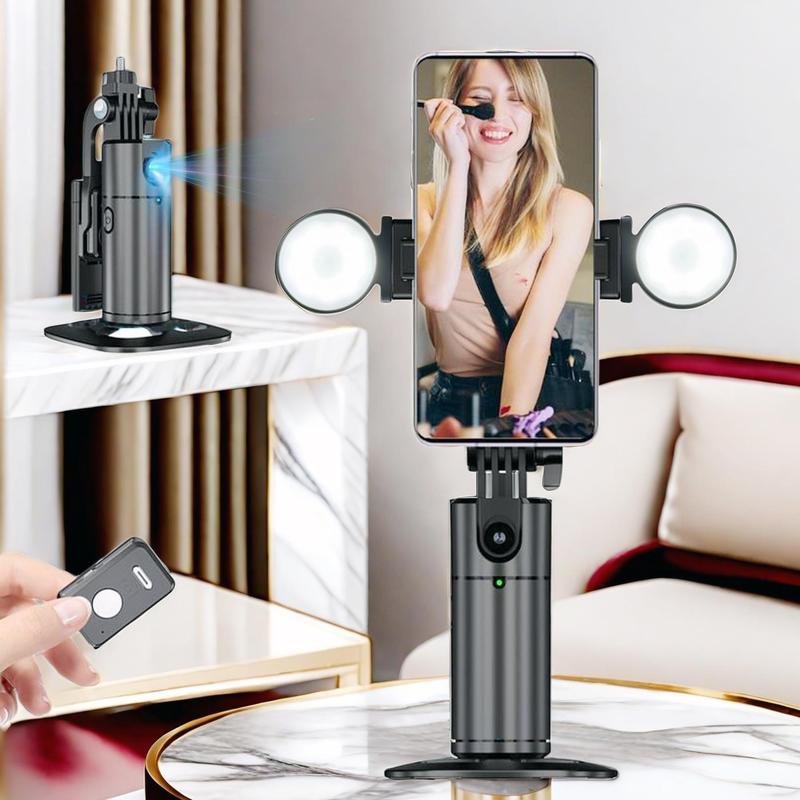 Auto Face Tracking Stabilizer, 360° Rotatable Cellphone Holder with Remote & Fill Light, Camera Gimbal Stabilizer, Smart Shooting Phone Stand for Video Vlog Live Stream, Tripod Light