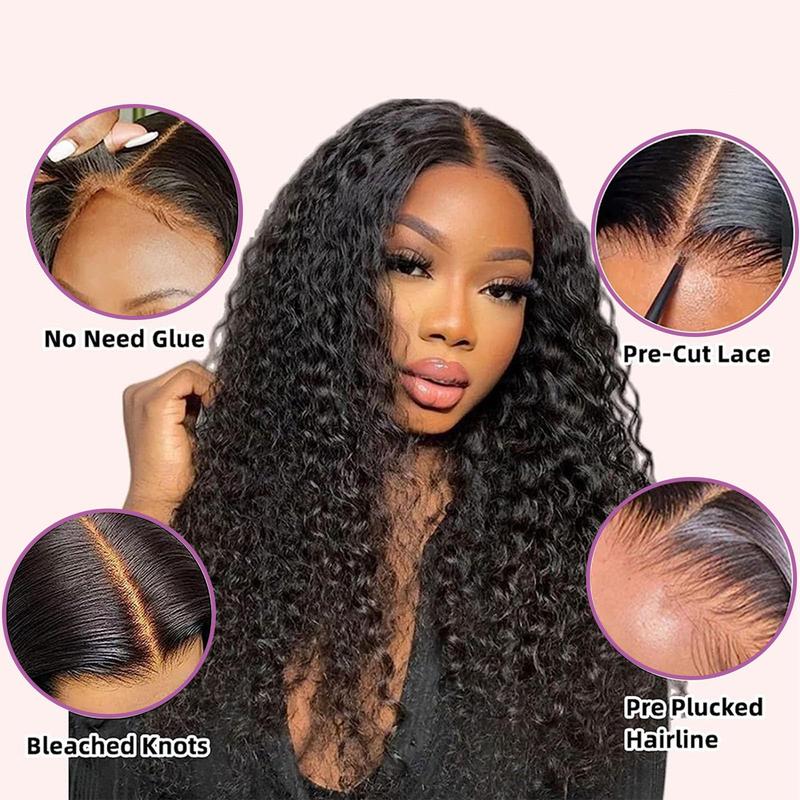 [Beginner Friendly] Bling Hair Glueless Wig Deep Wave 6x4 7x5 9x6 Real Human Hair Wigs HD Transparent Pre Cut Lace Closure Wigs Ready to Wear No Glue Wig 13x6 Lace Front Wigs TikTokShopHolidayHaul