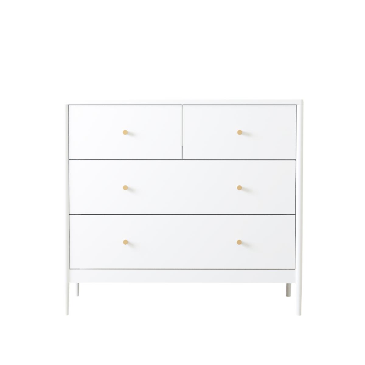 White 4-Drawer Kids Dresser, Wooden Storage Cabinet for Toddler Bedroom, Nursery, Closet, Baby Nightstand Organizer for Living Room or Apartment, 35.4" Wide    RR