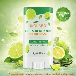 Lime & Bergamot Natural Deodorant Stick,  Aluminum Free & Baking Soda Free, 24H Long-Lasting Odor & Sweat Protection, Fresh Citrus Scent 15g