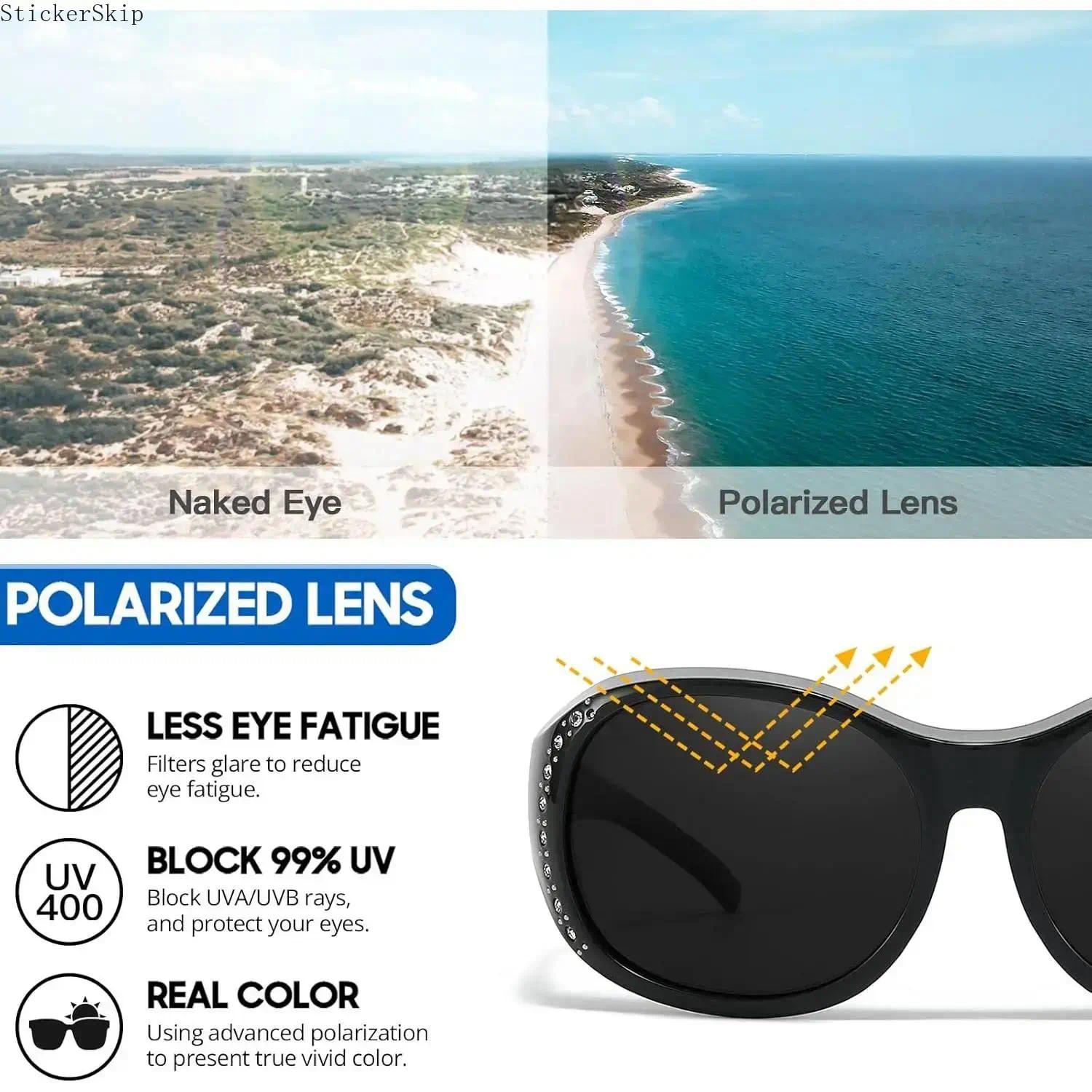 2026 Trendy Fit Over Sunglasses – Polarized UV400 Anti-Glare Oversized Shades with Shiny Frame for Men & Women, Wear Over Prescription Glasses, Lightweight Comfortable for Driving, Outdoor & Daily Use
