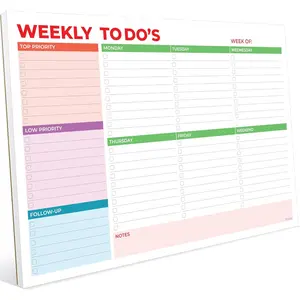 Undated Tear Off Weekly Planner Notepad, 11.5" x 8" To Do List Pad, Premium Thick Paper with Cardboard Back Support, Desk Planner for Office & Home, Vivid Color Design