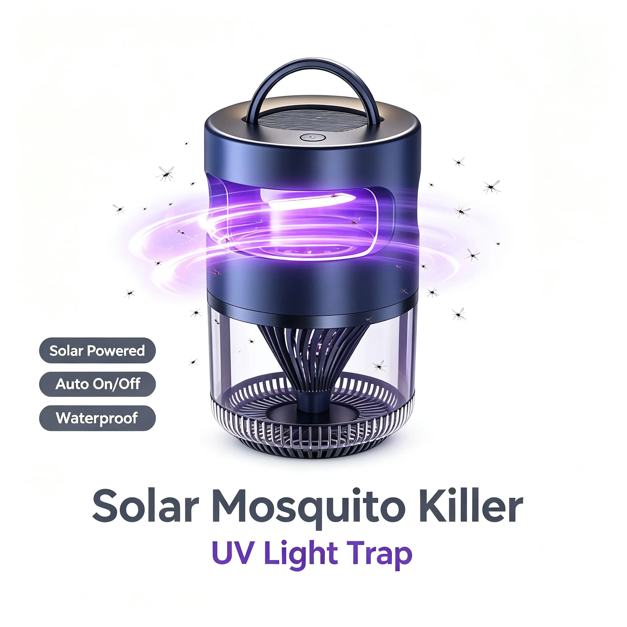 Portable Compact Mosquito Killer Lamp - Purple Light Physical Bug Zapper with Strong Suction, Non-Toxic Insect Capture Trap for Indoor Users' Home Bedroom, Home Supplies Insect Catcher