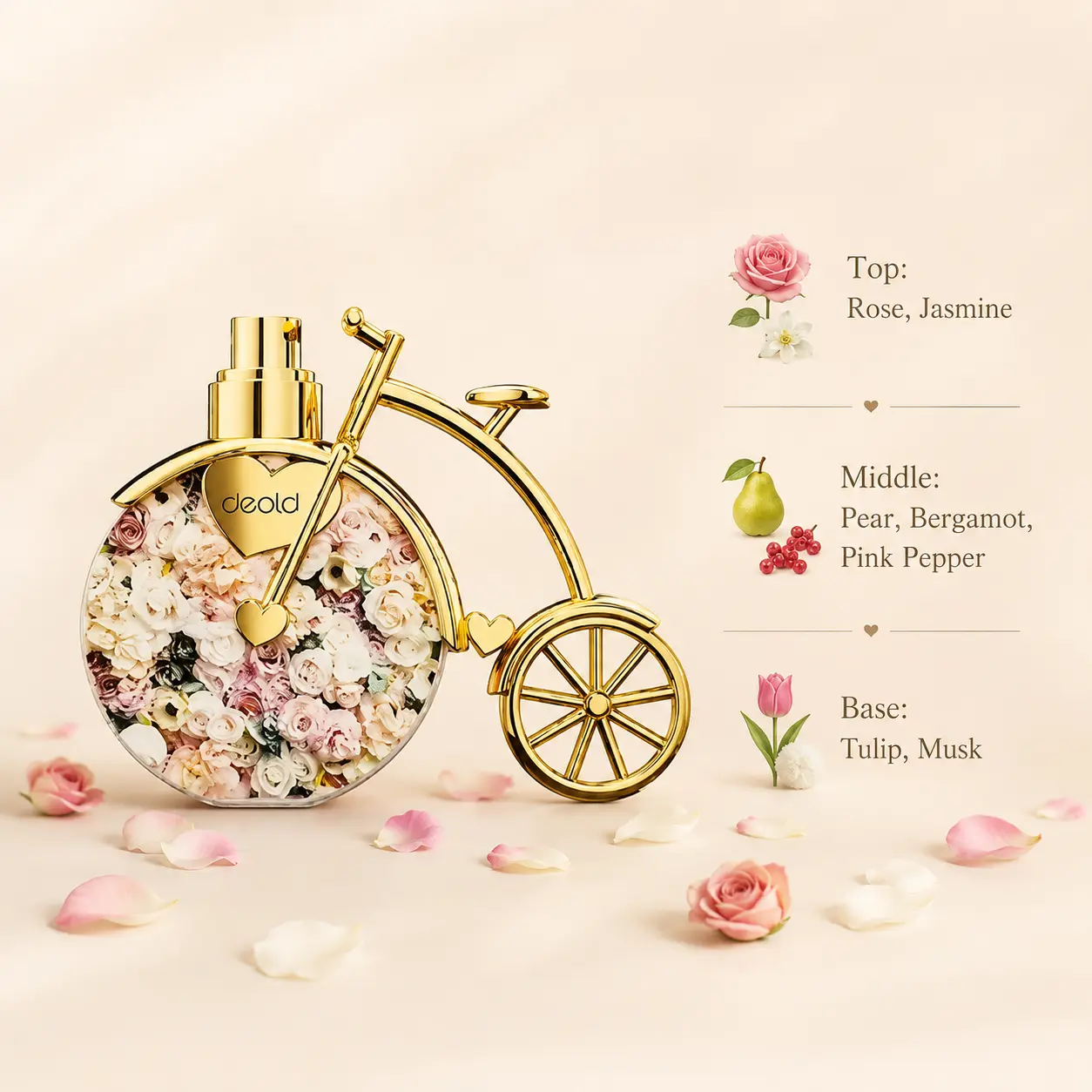Women's Vintage Bicycle Perfume, Sweet Elegant Floral Scents, Enchanting Long-Lasting Fragrance, Ideal Gift for Women, Enchanting Fragrance